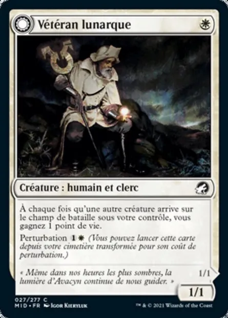 Vétéran lunarque // Fantôme lumineux, carte Magic MID 27 — extension Innistrad : chasse de minuit