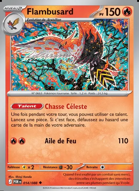 Flambusard, carte Pokémon POR 014 — extension Équilibre Parfait