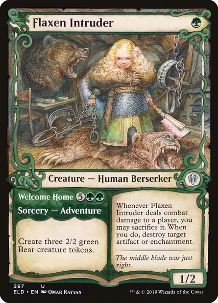 Flaxen Intruder // Welcome Home, Magic card ELD 297 — Throne of Eldraine set