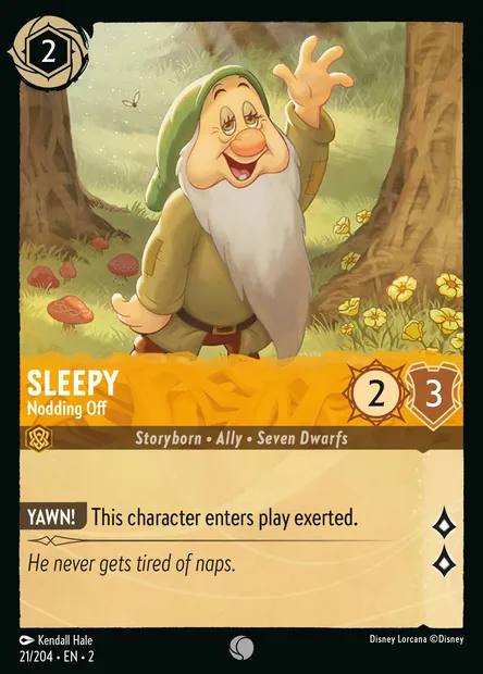 Sleepy - Nodding Off, Disney Lorcana card CH2-021 — Rise of the Floodborn set