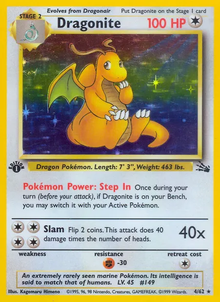 Dragonite, Pokémon card FO 4 — Fossil set