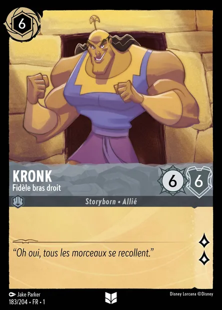 Kronk - Fidèle bras droit, carte Disney Lorcana CH1-183 — extension Premier Chapitre