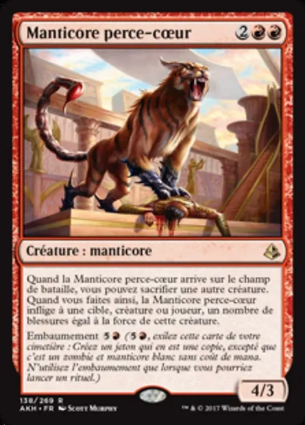 Manticore perce-cœur, carte Magic AKH 138 — extension Amonkhet