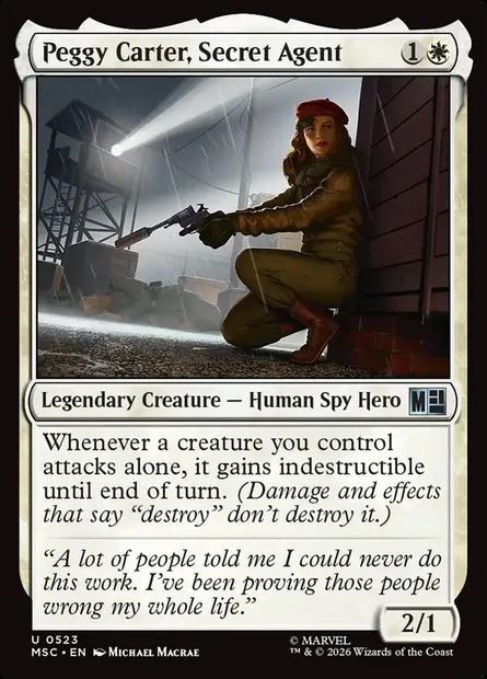 Peggy Carter, Secret Agent, Magic card MSC 523 — Marvel Super Heroes Commander set