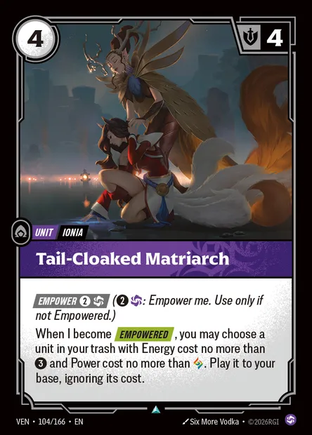 Tail-Cloaked Matriarch, carte Riftbound VEN 104 — extension Vendetta