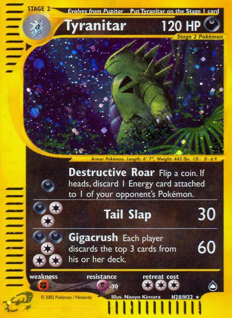 Tyranitar, Pokémon card AQ H28 — Aquapolis set