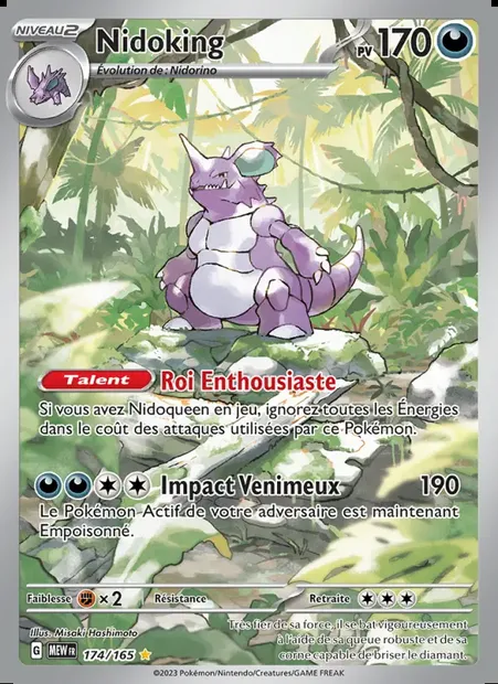 Nidoking, carte Pokémon MEW 174 — extension 151