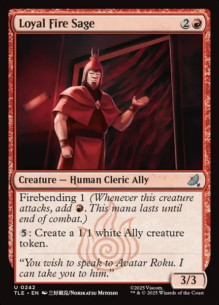 Loyal Fire Sage, Magic card TLE 242 — Avatar: The Last Airbender Eternal set