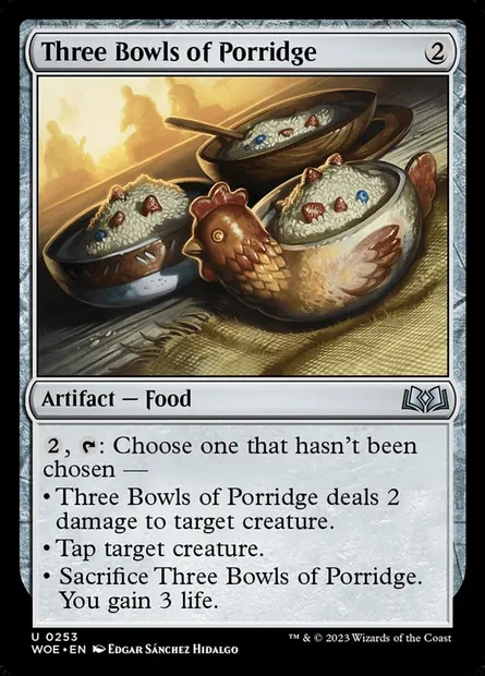 Three Bowls of Porridge, Magic card WOE 253 — Wilds of Eldraine set