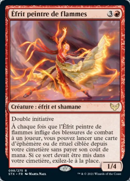Éfrit peintre de flammes, carte Magic STX 98 — extension Strixhaven: l'Académie des Mages