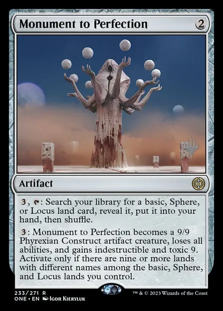 Monument à la perfection, carte Magic PONE 233p — extension Phyrexia: All Will Be One Promos