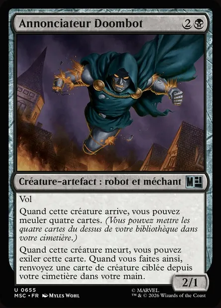 Annonciateur Doombot, carte Magic MSC 655 — extension Marvel Super Heroes Commander
