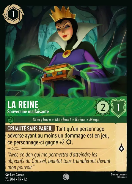 La Reine - Souveraine malfaisante, carte Disney Lorcana CH12-075 — extension Contrées Inconnues