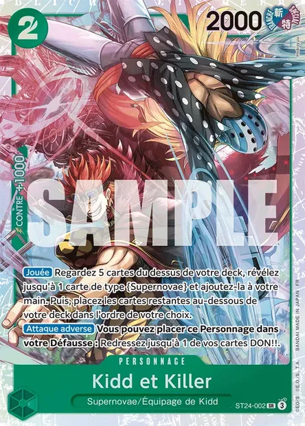 Kidd et Killer, carte One Piece ST24-002 — extension VERT Jewelry Bonney