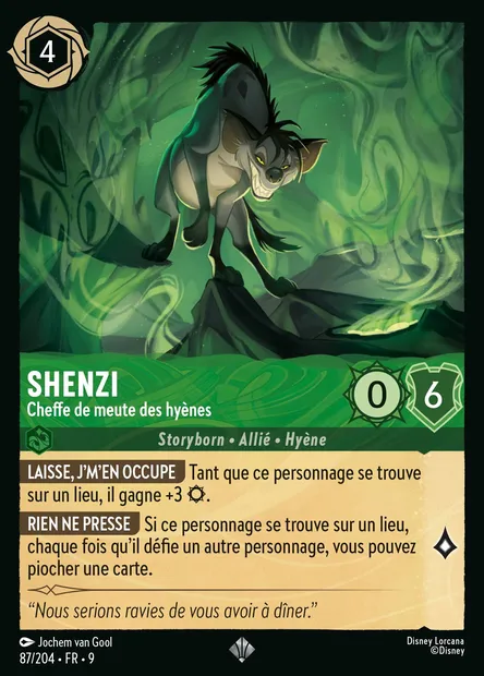 Shenzi - Cheffe de meute des hyènes, carte Disney Lorcana CH9-087 — extension Fabuleux