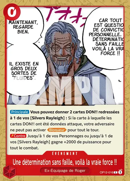 Une détermination sans faille, voilà la vraie force !!, carte One Piece OP12-016 — extension L'HÉRITAGE DU MAÎTRE