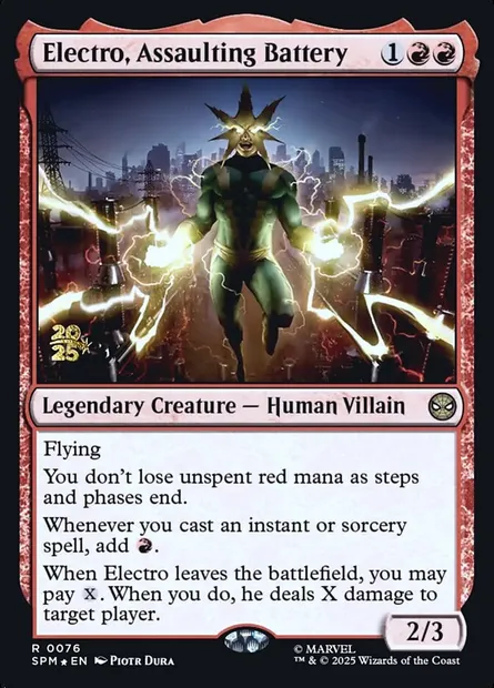 Electro, Assaulting Battery, Magic card PSPM 76s — Marvel's Spider-Man Promos set