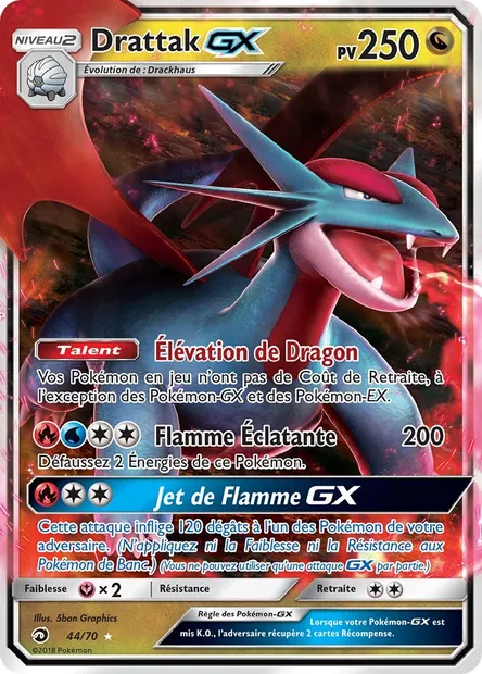 Drattak GX, carte Pokémon DRM 44 — extension Majesté Des Dragons