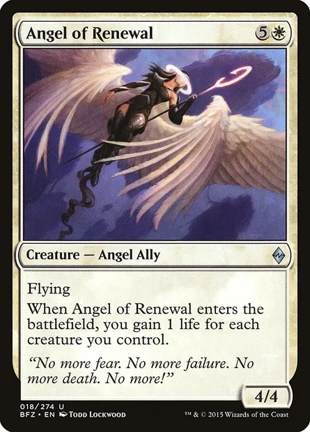 Angel of Renewal, Magic card BFZ 18 — Battle for Zendikar set