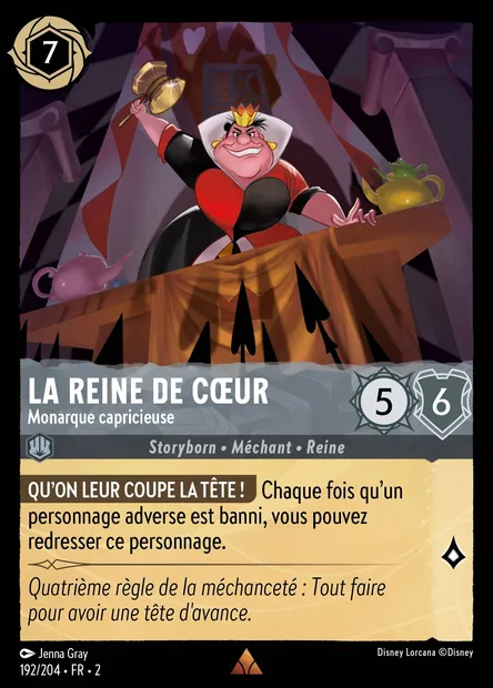 La Reine de Cœur - Monarque capricieuse, carte Disney Lorcana CH2-192 — extension L'Ascension des Floodborn