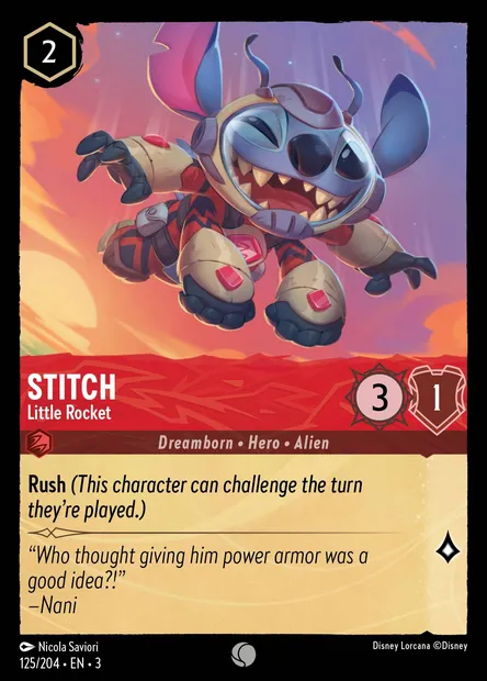Stitch - Little Rocket, Disney Lorcana card CH3-125 — Into the Inklands set