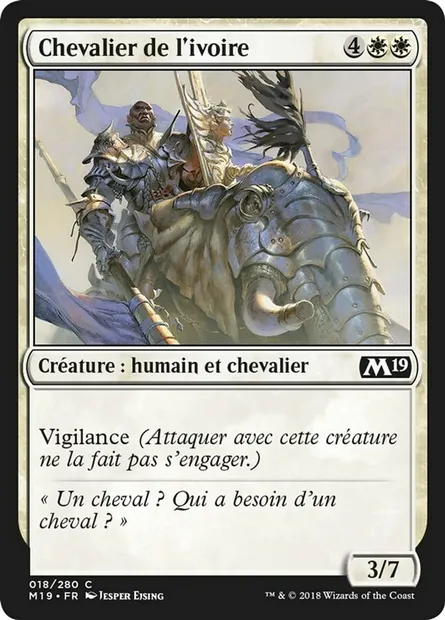 Chevalier de l'ivoire, carte Magic M19 18 — extension Core Set 2019