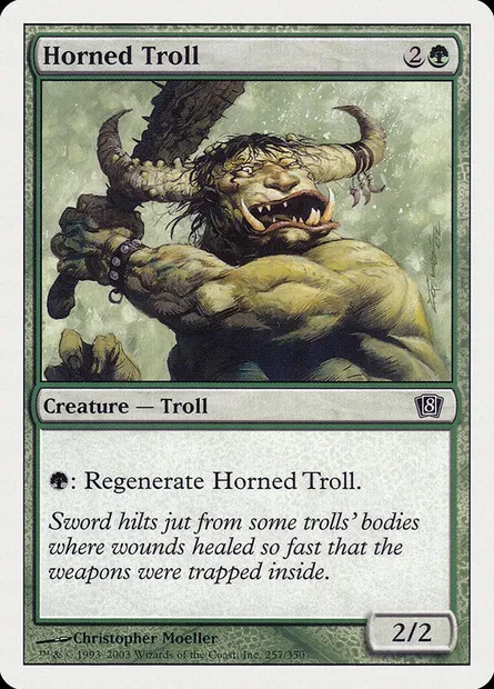 Troll cornu, carte Magic 8ED 257 — extension Huitième Edition