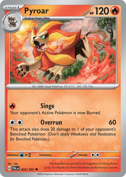 Pyroar, Pokémon card PAL 032 — Paldea Evolved set