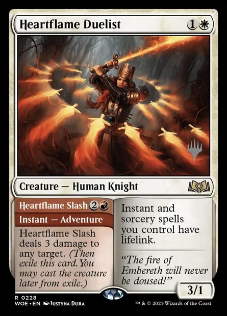 Heartflame Duelist // Heartflame Slash, Magic card PWOE 228p — Wilds of Eldraine Promos set