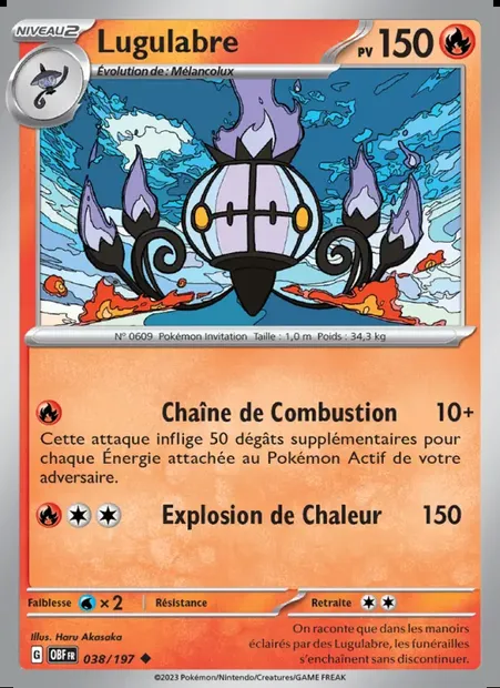 Lugulabre, carte Pokémon OBF 038 — extension Flammes Obsidiennes