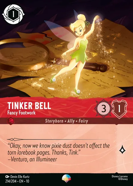 Tinker Bell - Fancy Footwork, Disney Lorcana card CH10-214 — Whispers in the Well set