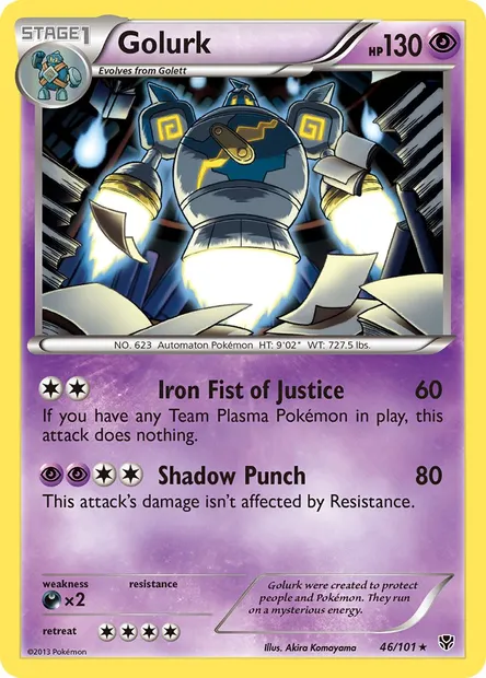 Golurk, Pokémon card PLB 46 — Plasma Blast set