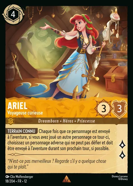 Ariel - Voyageuse curieuse, carte Disney Lorcana CH12-018 — extension Contrées Inconnues