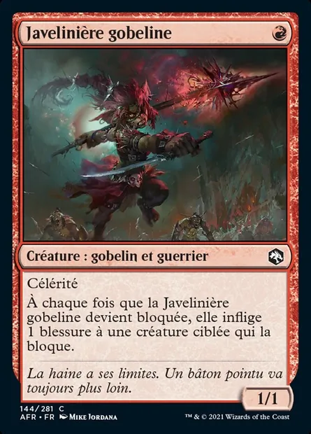 Javelinière gobeline, carte Magic AFR 144 — extension Forgotten Realms: Aventures dans les Royaumes Oubliés