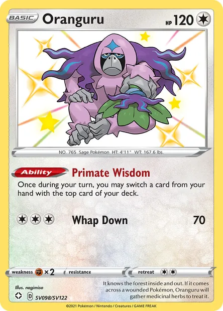 Oranguru, Pokémon card SHF SV098 — Shining Fates set