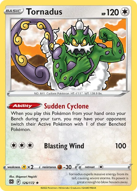 Tornadus, Pokémon card BRS 126 — Brilliant Stars set
