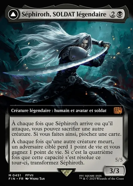 Sephiroth, Fabled SOLDIER // Sephiroth, One-Winged Angel, carte Magic FIN 451 — extension Final Fantasy