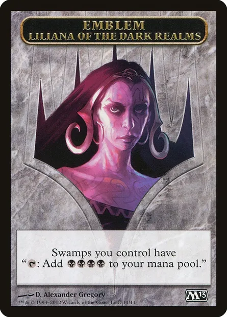 Liliana of the Dark Realms Emblem, carte Magic TM13 11 — extension Magic 2013 Tokens