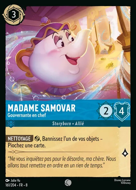 Madame Samovar - Gouvernante en chef, carte Disney Lorcana CH8-161 — extension Le Règne de Jafar