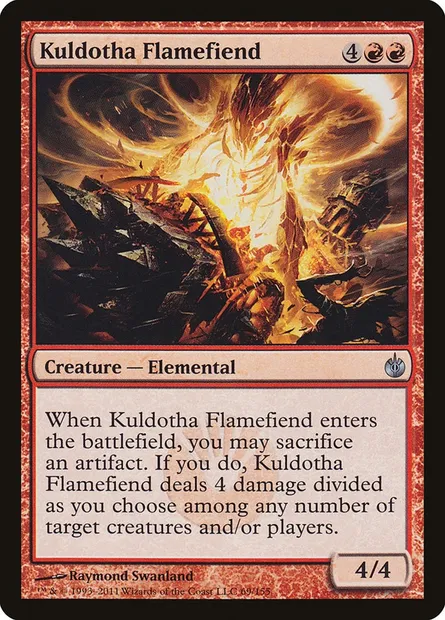 Kuldotha Flamefiend, Magic card MBS 69 — Mirrodin Besieged set