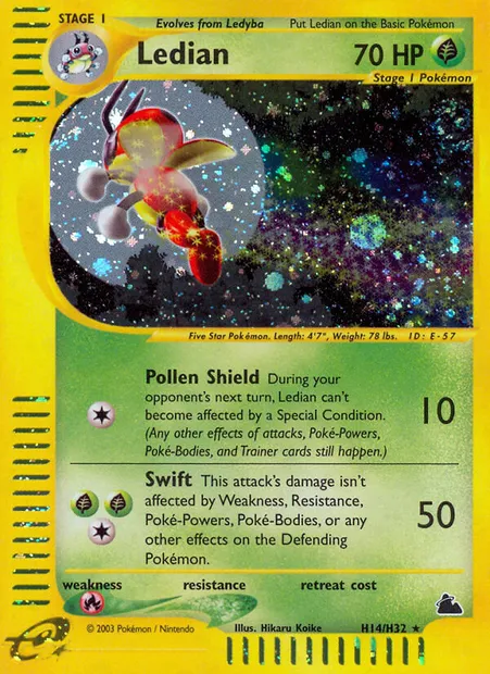 Ledian, Pokémon card SK H14 — Skyridge set
