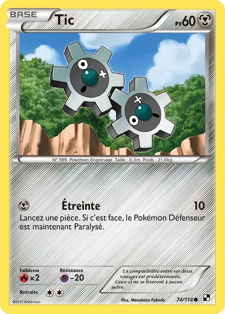 Tic, carte Pokémon BLW 74 — extension Noir & Blanc