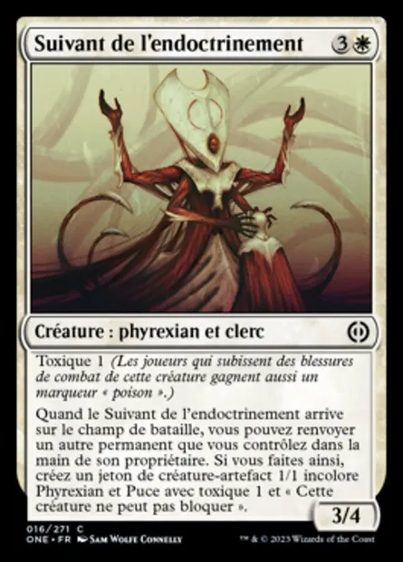 Suivant de l'endoctrinement, carte Magic ONE 16 — extension Tous Phyrexians