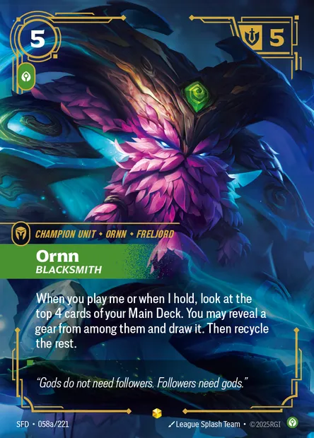 Ornn, Riftbound card SFD 058a — Spiritforged set