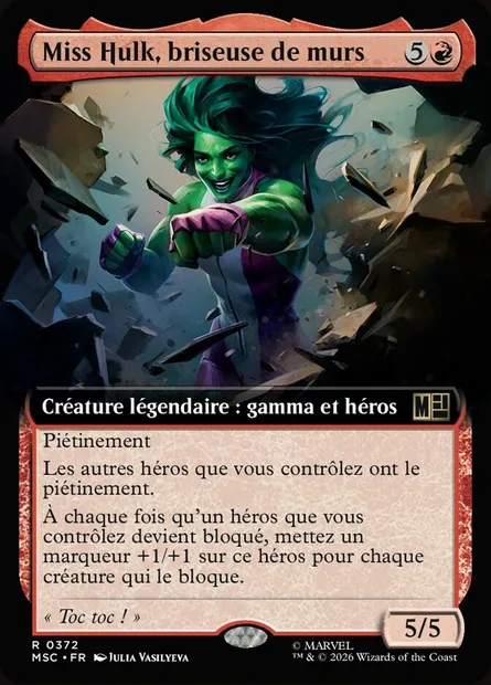 Miss Hulk, briseuse de murs, carte Magic MSC 372 — extension Marvel Super Heroes Commander