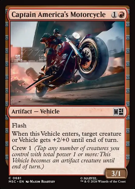 Captain America's Motorcycle, Magic card MSC 681 — Marvel Super Heroes Commander set