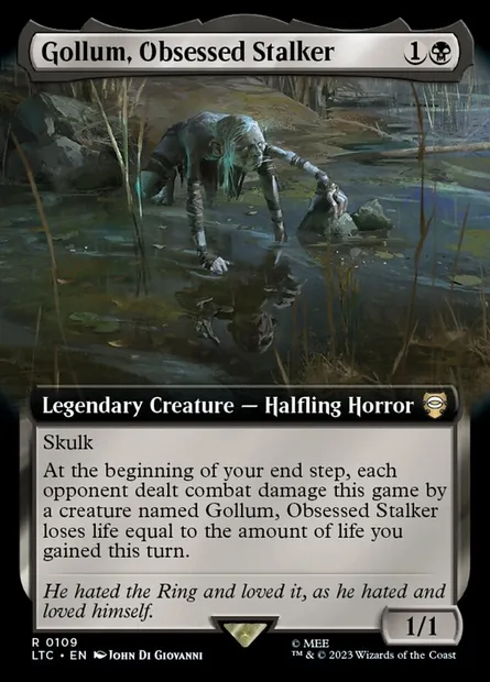 Gollum, Obsessed Stalker, Magic card LTC 109 — Tales of Middle-earth Commander set