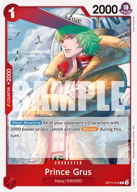 Prince Grus, One Piece card OP11-013 — A FIST OF DIVINE SPEED set
