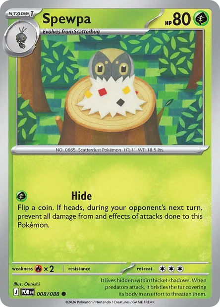 Spewpa, Pokémon card POR 008 — Perfect Order set