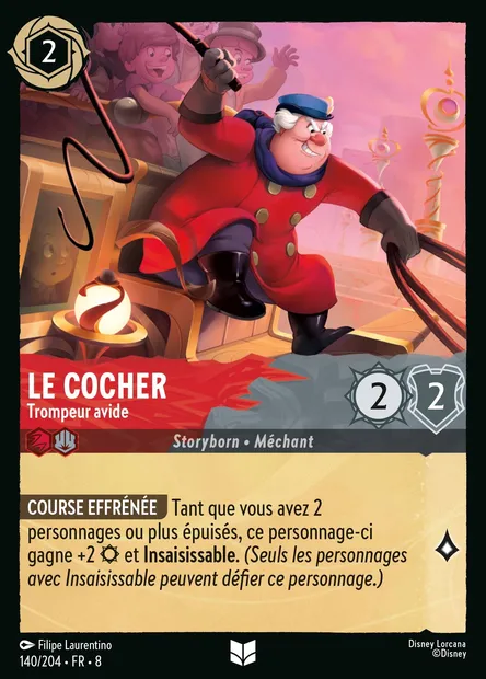 Le Cocher - Trompeur avide, carte Disney Lorcana CH8-140 — extension Le Règne de Jafar